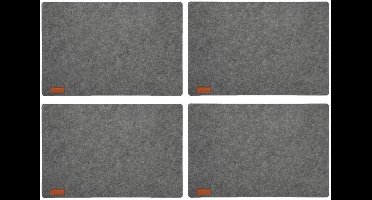 Cepewa Tafel placemats - 6x stuks - vilt - grijs - 30 x 45 cm - met ronde hoeken - Diner - ontbijt