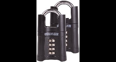 Stahlex Hangslot - 2x - zwart - metaal - 50 mm - 4-cijferig - cijferslot