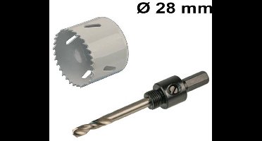 Gatenzaag Ø28 mm - Adapter met centreerboor - Geschikt voor LED Inbouwspots Milano - Bi-metaal zaagblaad