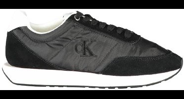 Leather Low-Top Lace-Up Sneakers Wo - Black