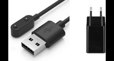 Strap-it USB-A oplader + 5W adapter – geschikt voor Samsung Galaxy Watch Fit 3 – vervangende oplaadkabel & veilige laadadapter (zwart)