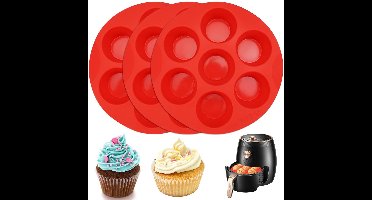 Siliconen Muffinbakvorm - Antiaanbaklaag - Set van 3 - Voedselveilig - 21 cm