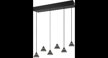 TRIO ROMEO - Hanglamp - Zwart mat - incl. 6x SMD 7 W - Plafondbevestiging - Traploos in hoogte verstelbaar - DIP - Schakelaar - Niet dimbaar