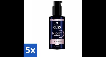Gliss - Haarserum - Night Elixer Overnight Reconstruction - Tegen Gespleten Haarpunten - 100 ml - Bulkverpakking - 5 stuks