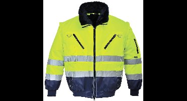 Pilotjack 3in1 Geel/blauw met reflectiestrepen Maat M - Portwest PJ50.