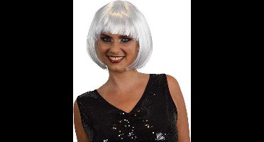 Witbaard Pruik Bobline Dames Wit One-size