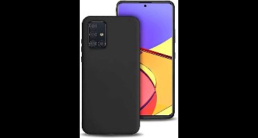 Hoesje Geschikt Voor Samsung Galaxy A51 Hoesje - Fluweelzachte Microvezel Siliconen Back Cover – Zwart