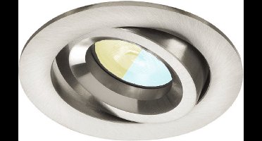 Inbouwspot Mika met Philips HUE White Ambiance - spot - Nikkel / mat - rond - Voor binnen / woonkamer / keuken / slaapkamer - IP20 - GU10 - Buitendiameter: 81MM - boorgat: 70-75MM - min. Inbouwdiepte: 70MM