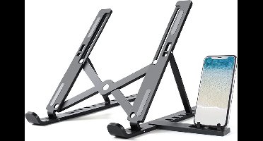 Tablet Houder / Laptop Standaard en smartphone Houder 2 in1 - Laptop Houder - Laptopstandaard -Bureaustandaard Ergonomische Zwart