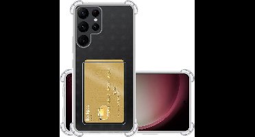 Hoesje - Geschikt voor Samsung Galaxy S23 Ultra - Met Pashouder en Kaarthouder - Telefoon Hoes Shockproof - Siliconen Case - Back Cover - Shock Proof - Pasjes Houder - Transparant