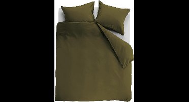 Ambiante Cotton Uni dekbedovertrek - Effen - Tweepersoons - 200x200/220 cm - Olijfgroen