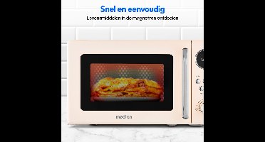 MEDION retro magnetron (20 liter, ca. 800 watt, 5 magnetronstanden, 8 automatische programma's, digitaal display, ontdooifunctie, compact, MD15000) beige