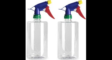 Plasticforte Plantenspuit met een inhoud van 750 ml - 2x - transparant - verstuiver kop - 23 cm - kunststof - groot reservoir