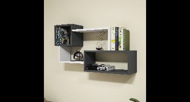 Asir - Wandplank - Wit en Antraciet - 51 x 20 cm