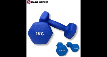 Padisport dumbells Blauw 1.5 en 2 kg - gewichten set halters - gewichten set - gewichten set dumbbell - dumbells set - dumbbells - halters - dumbell - fitness gewichten - Gewichten - dumbellset - gewichtjes set - sport gewichten voor thuis