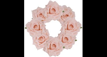 Chaks Decoratie rozen set - 4x - kunststof - 4 stuks - perzik - 9,5 x 5,5 cm - bruiloft decoratie