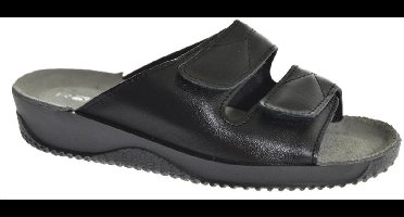 Rohde Leren Dames Slippers Slides Voorgevormd Voetbed - Zwart - 39