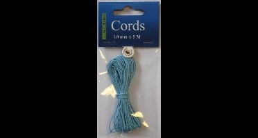 Waxed Cotton Cord, round, 1,0mm, Azur Blue, 5mtr.