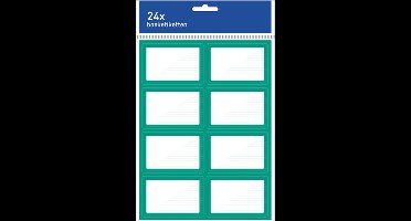 Kangaro boeketiketten - 7,5 x 5 cm - pak a 24 stuks - groen/wit - K-58133