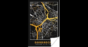 Poster Plattegrond - Dordrecht - Goud - Zwart - 20x30 cm - Stadskaart