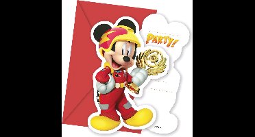 PROCOS - 6 Mickey + Donald Racing uitnodigingen en enveloppen - Decoratie > Kaarten