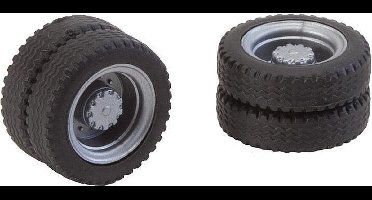 Faller - 2 complete wielen (tweelingsbanden) NQ-banden en velgen voor vrachtwagen / diverse bussen - modelbouwsets, hobbybouwspeelgoed voor kinderen, modelverf en accessoires