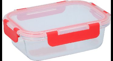 Alpina Vershouddoos - 620 Ml - Glas - Extra Stevig - Mag in Vriezer, Oven, Magnetron en Vaatwasser - Transparant/ Rood