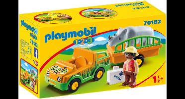 PLAYMOBIL 1.2.3 Dierenverzorger met neushoorn - 70182
