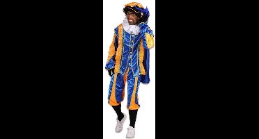 Piet kostuum velours de panne blauw /oranje.