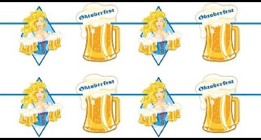 Oktoberfest - 2x Oktoberfest/bierfeest slingers met blonde dame 10 meter - Feestartikelen versiering