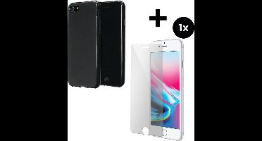 Mobiparts Classic TPU hoesje geschikt voor Apple iPhone SE (2022) met 1 Screenprotector van Gehard Glas - Zwart