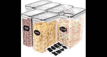 Opslagcontainer voor granen - 6 stuks - Luchtdichte Keuken Opslag Containers - Droge Voedsel Opslag - Graan Dispenser voor Keuken & Pantry
