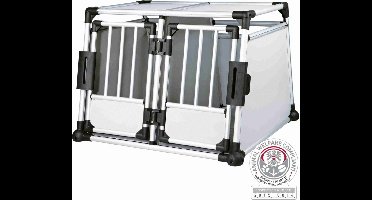 Trixie Transport Box Aluminium Dubbel - Transportkooi - 95 cm x 69 cm x 88 cm - Zilverkleurig/Zwart