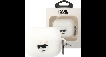 Karl - Lagerfeld - KLAPRUNCHH hoesje voor AirPods Pro - wit Siliconen Choupette Head 3D