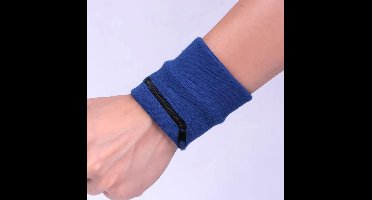 New Age Devi - Zweetbandjes - Polsbandje - Pols Zweetbandje - Met Rits - 8 x 8 CM - Donker blauw - Perfect voor Sport en Fitness!