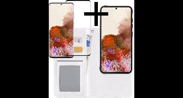 Hoesje - 2 in 1 - Geschikt voor Samsung Galaxy S20 Ultra - Met Uitneembare Hard Cover - Bookcase - Wallet Case - Met Pasjeshouder - Book Case - Uitneembaar - Pashouder - Kunstleer - Wit