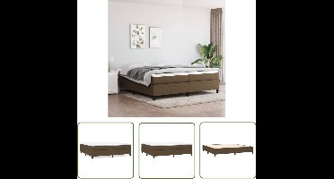 vidaXL Boxspring - Boxspringbed - Boxspring met matras stof donkerbruin 200x200 cm - Tweepersoonsbed - Donkere Bruine Bed - Houten Bed Frame