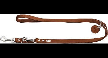 Hunter Verstelbare Looplijn Leder Cognac - Hondenriem - 200x1.6 cm