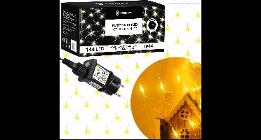 Springos Lichtgordijn | IJspegel Verlichting | Inclusief USB En Afstandsbediening | 144 LED | Warm Wit | Raster