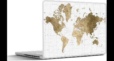 Laptop sticker - 12.3 inch - Wereldkaart - Goud - Glitter - 30x22cm - Laptopstickers - Laptop skin - Cover
