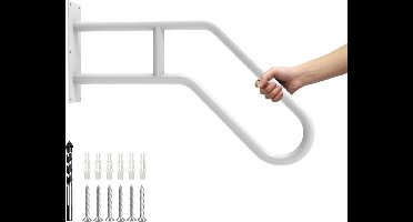 Leuningen voor buitentreden wandmontage, leuningen voor 1-3 stappen, U-vormige leuning met gepoedercoate afwerking, trapleuningen voor garage, veranda, tuin en tuin (66 cm lengte, 3,2 cm buis, wit)