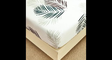 Boraboi ® Zacht en Ademend Hoeslaken met Tropisch Palmbladontwerp voor Matrassen tot 30 cm Hoogte