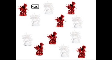 12x Ballon gewicht rood en wit - Tafeldecoratie thema feest ballon party festival