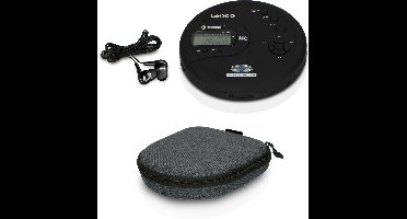 Lenco Discman Bundel - CD-300BK + PBC-50GY - Draagbare Bluetooth CD-MP3 Speler met ingebouwde Powerbank case