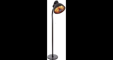 Perel Staande terrasverwarmer, 2000 W, carbon, met trekschakelaar, kantelbeveiliging, 3 warmteniveaus, in hoogte verstelbaar, plensdicht, retrodesign, metaal, zwart
