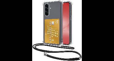 Hoes Geschikt voor Samsung A56 Hoesje Pasjeshouder Cover Met Koord Shock Proof Case Siliconen Hoes Met Telefoonkoord en Kaarthouder - Transparant