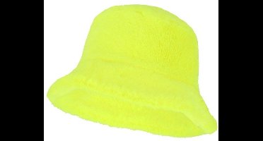 Haza-Witbaard Bucket Hat Pluche - Neon geel voor volwassenen - One size