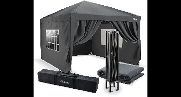 Tristar Partytent 3x4m - PT-7804 - Easy Up - Met Zijwanden - Waterdicht - inclusief Draagtas - Paviljoen - Opvouwbaar - Antraciet