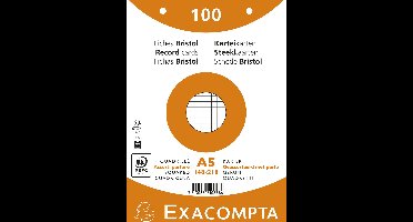 Exacompta 10x Pak 100 steekkaarten in folie - bristol geruit 5x5 geperforeerd - 148x210mm - Geassorteerd - 10658E