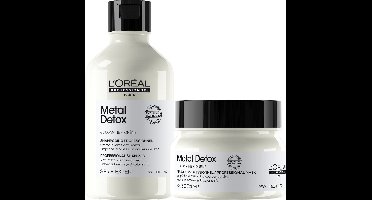 L'Oréal Professionnel Metal Detox Shampoo 300ml & Masker 250ml - Beschermend tegen haarbreuk en kleurverandering voor meer glans – Voordeelverpakking